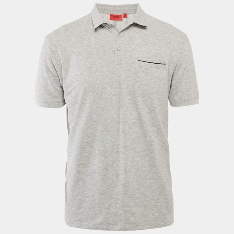 Pre Owned Hugo Boss Grey Jersey Polo T-Shirt L