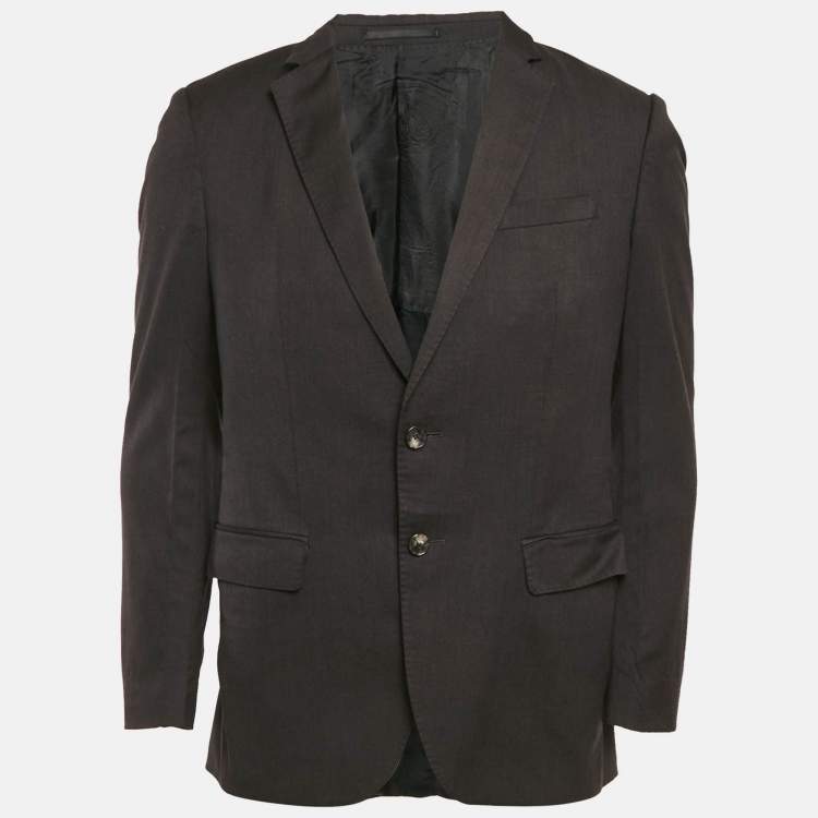 Pre Owned Boss By Hugo Boss Dark Grey Wool Single Breasted Blazer M