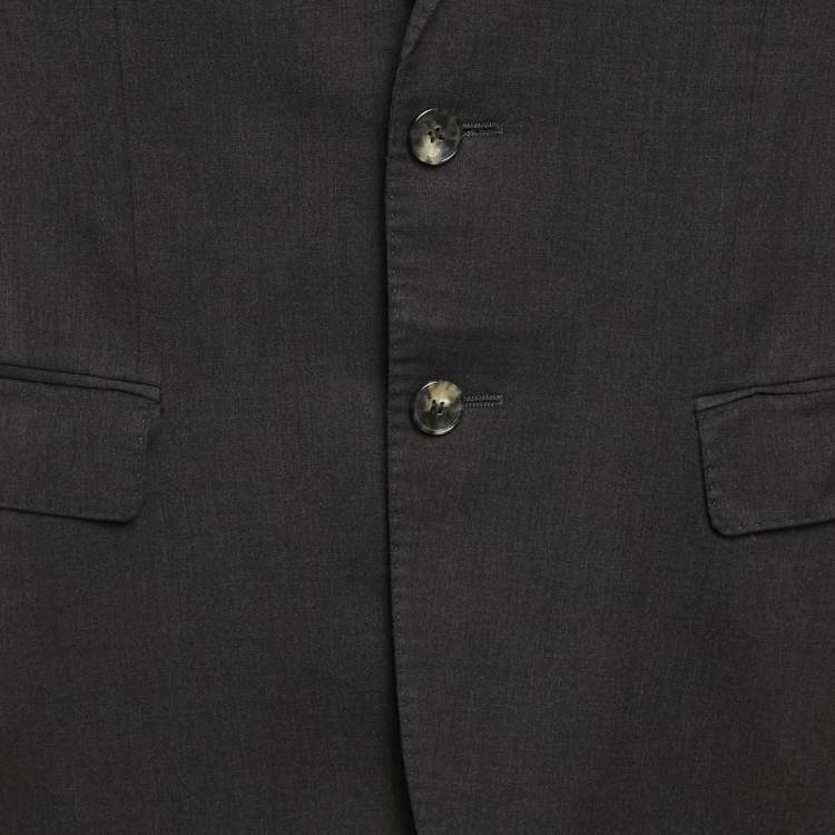 Pre Owned Boss By Hugo Boss Dark Grey Wool Single Breasted Blazer M