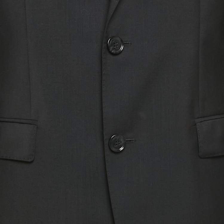 Pre Owned Hugo Boss Black Wool Single Breasted Suit XL