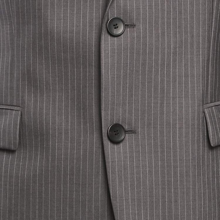 Pre Owned Hugo Boss Grey Pin Striped Wool Aeron1/Hamen1 Suit XL