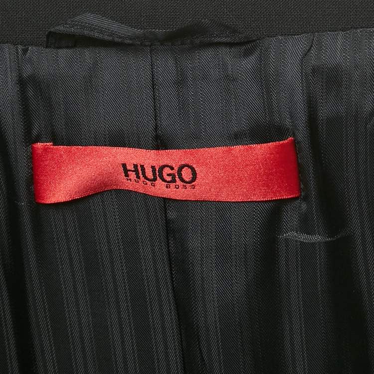 Pre Owned Hugo Boss Black Wool Single Breasted Suit XL