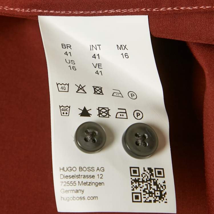 Pre Owned Hugo Boss Brown Cotton Slim Fit Isko Shirt L