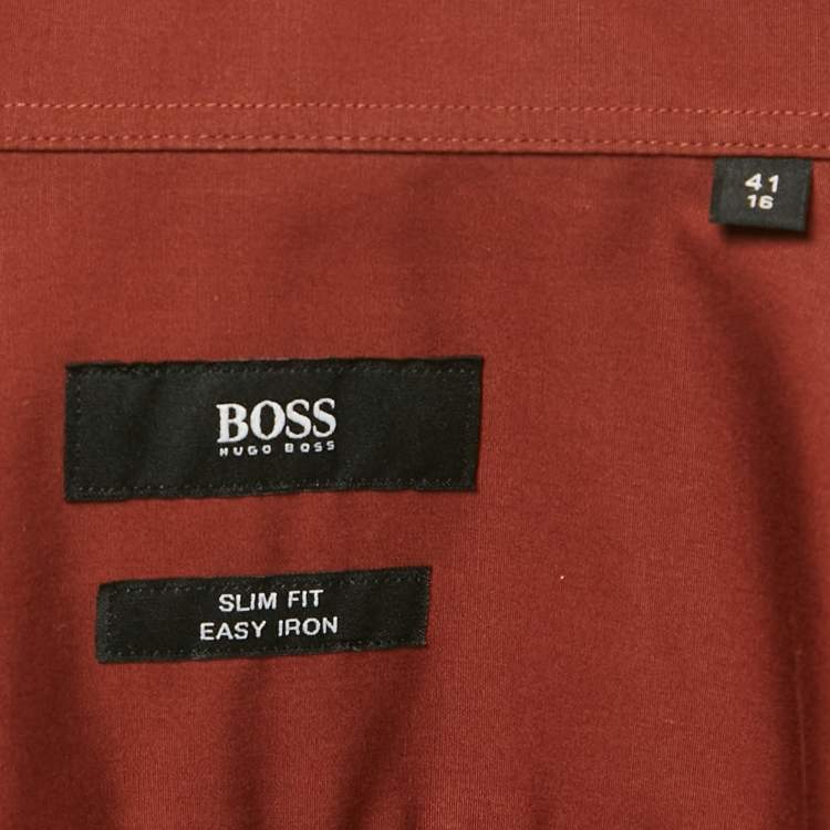 Pre Owned Hugo Boss Brown Cotton Slim Fit Isko Shirt L
