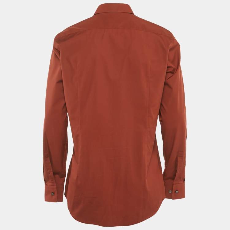 Pre Owned Hugo Boss Brown Cotton Slim Fit Isko Shirt L