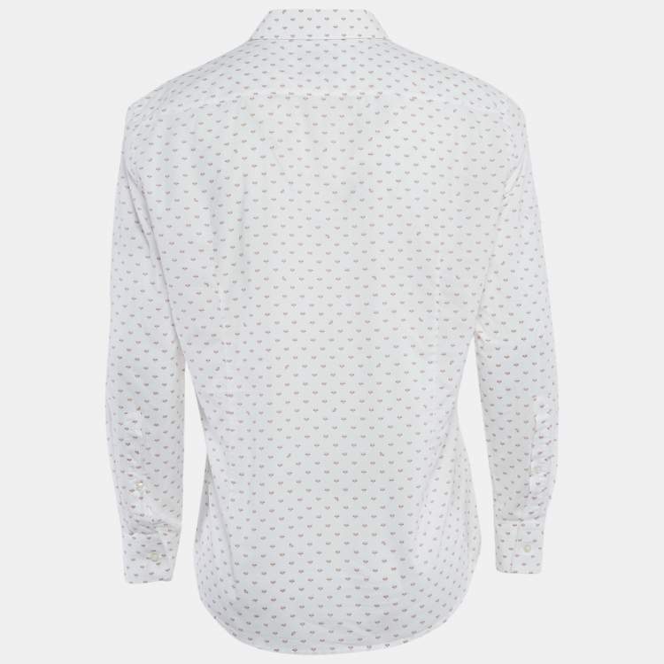 Pre Owned Hugo Boss White Bee Print Cotton Long Sleeve Shirt L