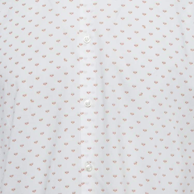 Pre Owned Hugo Boss White Bee Print Cotton Long Sleeve Shirt L