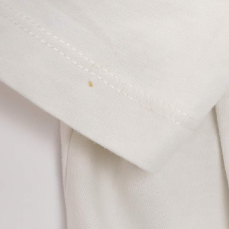 Pre Owned Hugo Boss Cream Jersey Logo Embroidered T-Shirt L