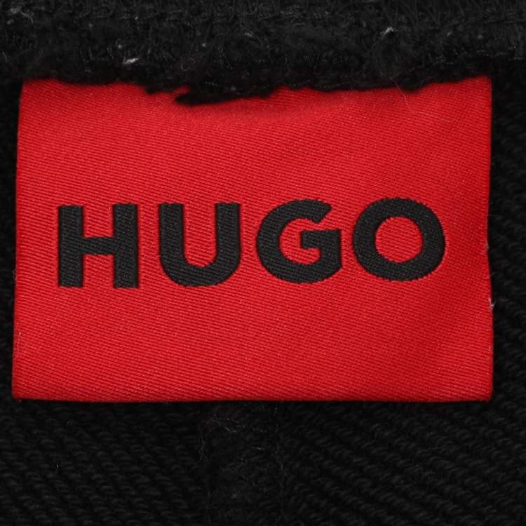 Pre Owned Hugo Boss Black Jersey Logo Embroidered Jogger Pants XL