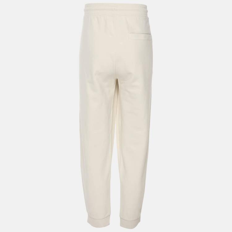 مملوكة مسبقًا Hugo Boss Cream Jersey Logo Print Drawstring Jogger Pants XL