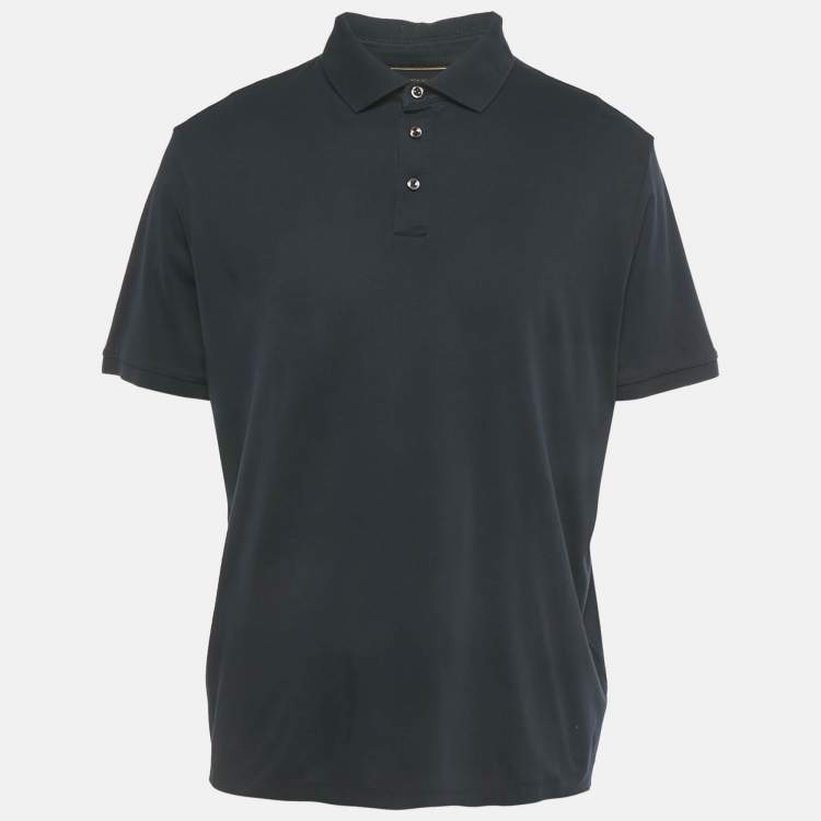 Pre Owned Hugo Boss Navy Blue Jersey L-Perry Polo T-Shirt XXL