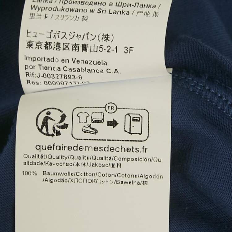 Pre Owned Hugo Boss Blue Logo Print Jersey Triplet P T-Shirt M