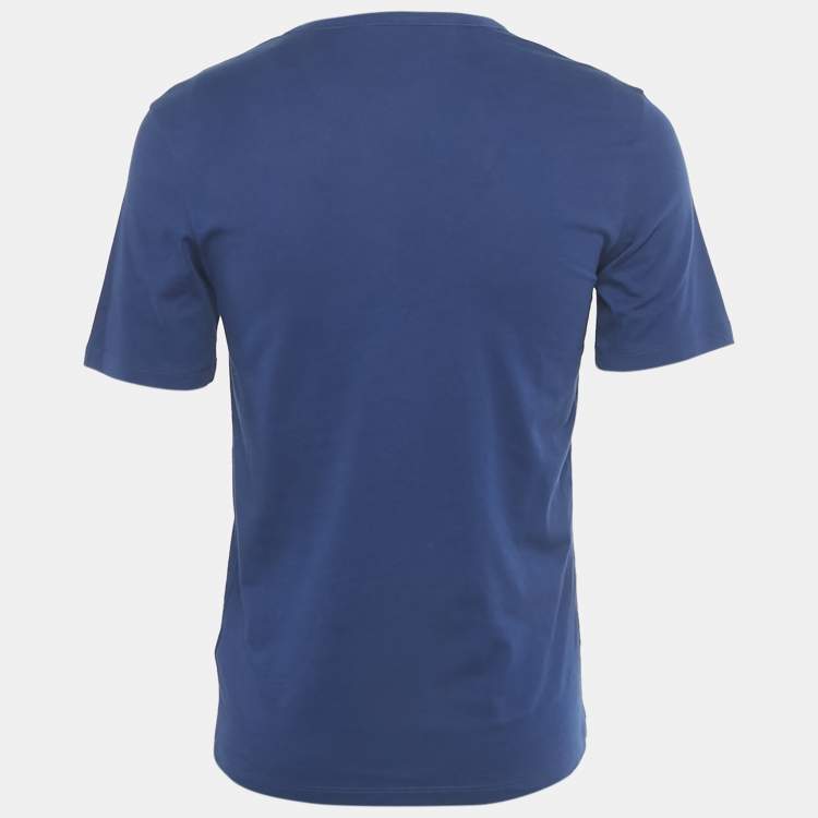 Pre Owned Hugo Boss Blue Logo Print Jersey Triplet P T-Shirt M