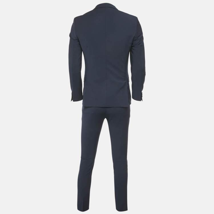 Pre Owned Hugo Boss Blue Wool Blend Extra Slim Fit Suit XS