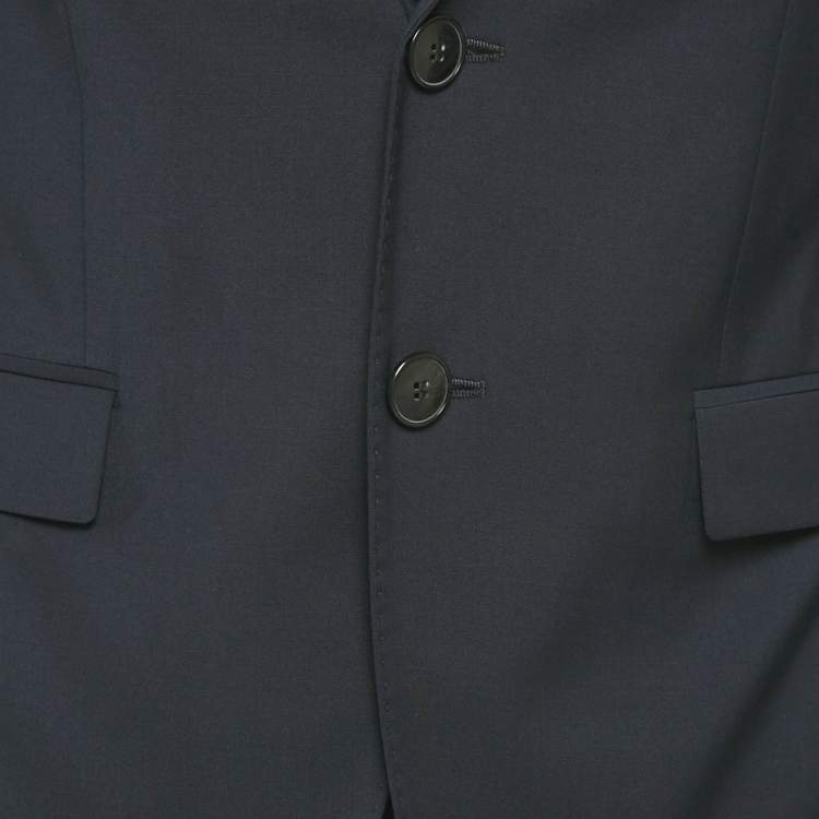 Pre Owned Hugo Boss Blue Wool Blend Extra Slim Fit Suit XS