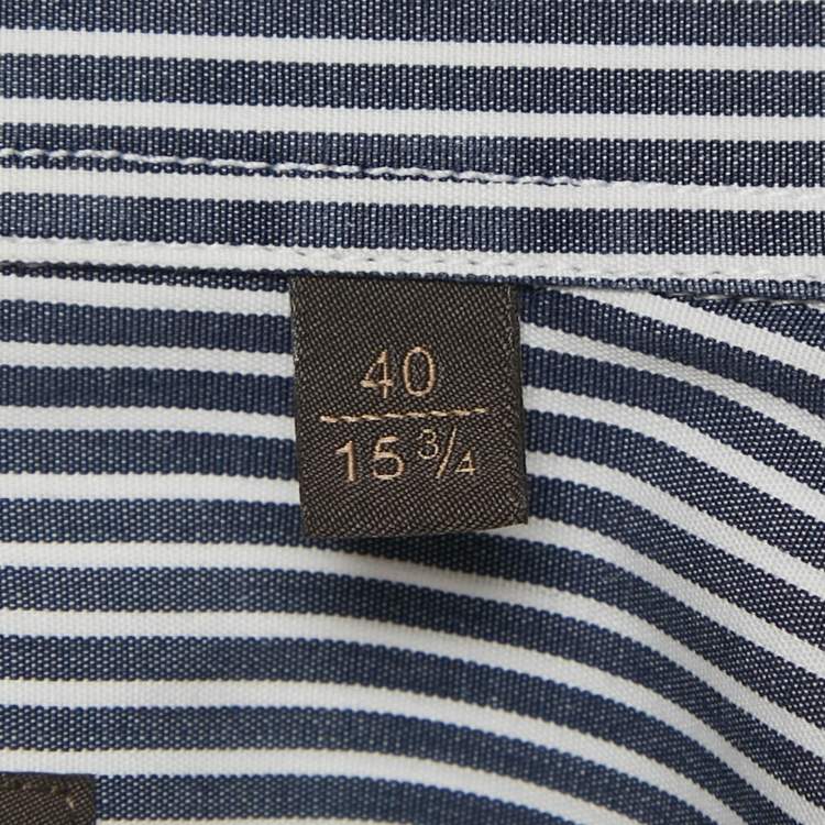 Pre Owned Boss Selection Hugo Boss Grey Striped Slim Fit Cotton Shirt M