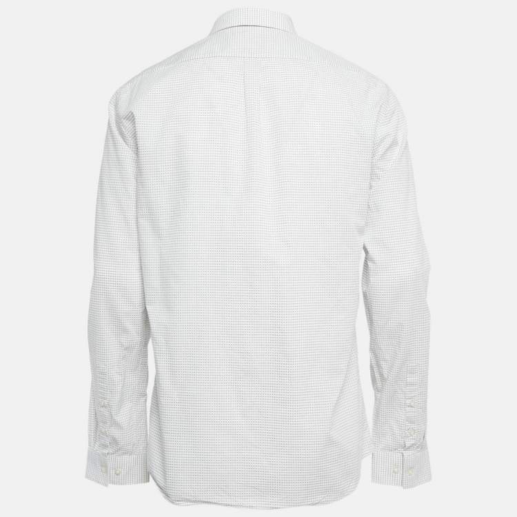 Pre Owned Hugo Boss Red Label White Textured Extra Slim Fit Shirt XL