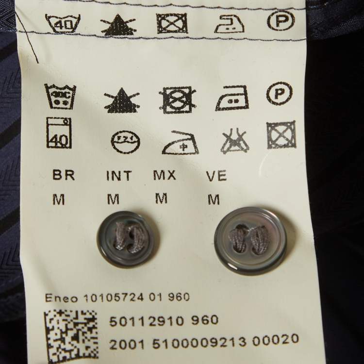 Pre Owned Hugo Boss Grey Striped Cotton Short Length Shirt L