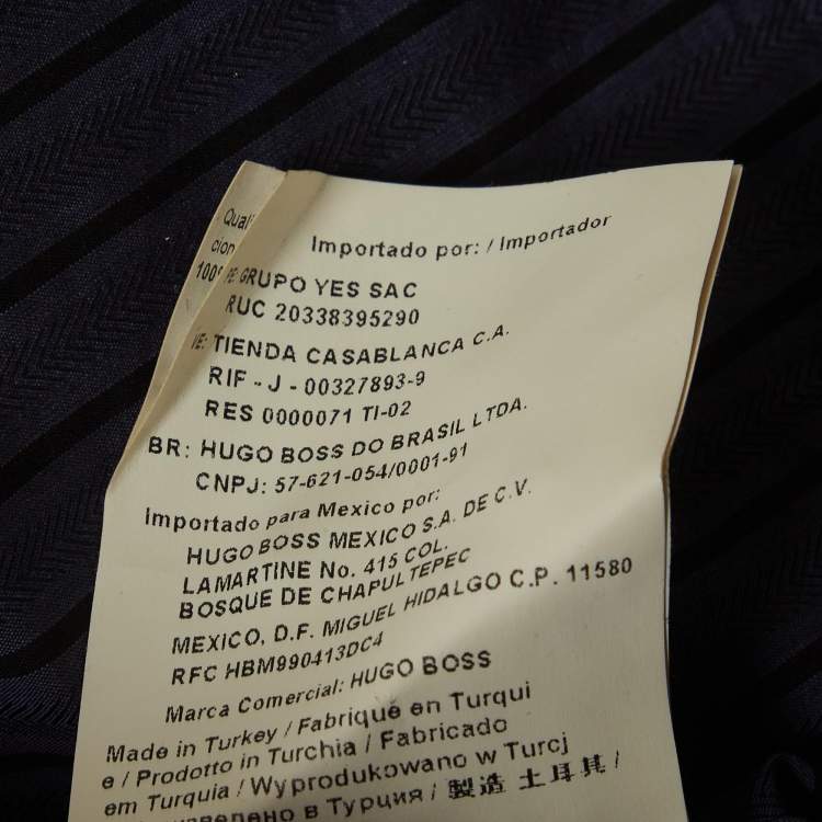 Pre Owned Hugo Boss Grey Striped Cotton Short Length Shirt L