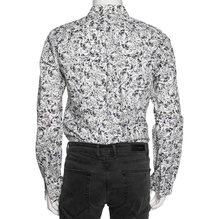 Pre Owned Hugo by Hugo Boss Abstract Printed Cotton Button Front Slim Fit Shirt M