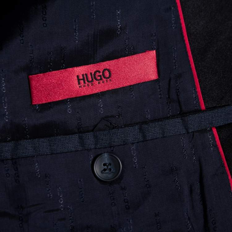 Pre Owned Hugo Boss Blue Wool Contrast Lapel Trim Single Breasted Aderik/Heise Blazer L