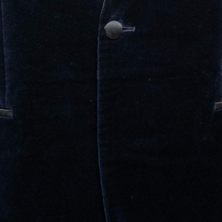 Pre Owned Hugo by Hugo Boss Dark Blue Velvet Extra Slim Single-Breasted Blazer L