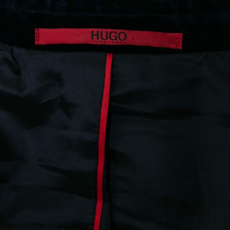 Pre Owned Hugo by Hugo Boss Dark Blue Velvet Extra Slim Single-Breasted Blazer L