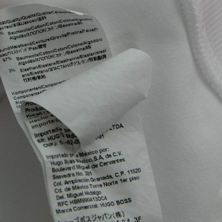 Pre Owned Hugo Boss White Cotton Logo Tape Trimmed Crewneck Sweatshirt M