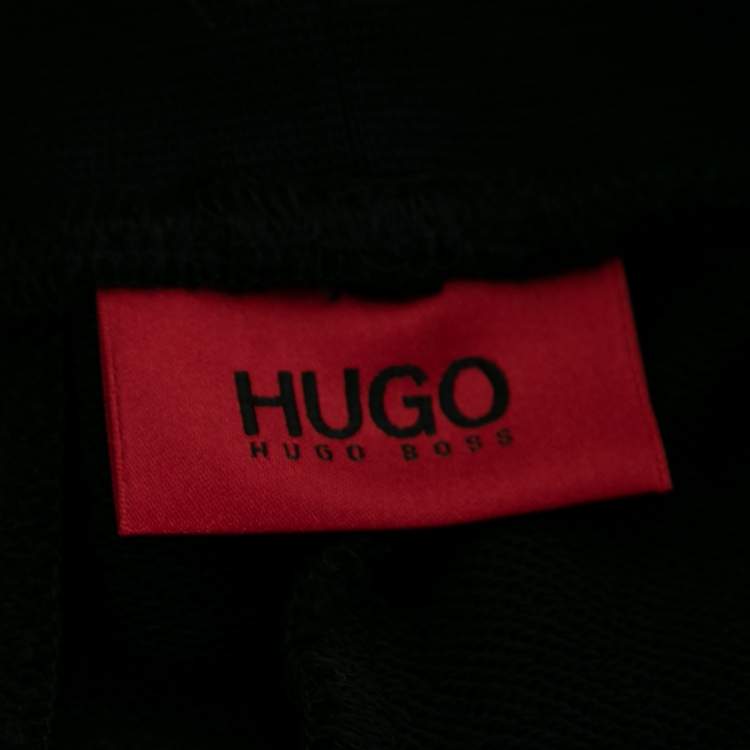 Pre Owned Hugo Boss Black Cotton Logo Embroidered Joggers S