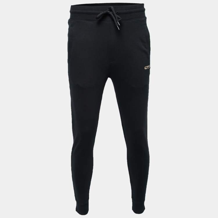 Pre Owned Hugo Boss Black Cotton Logo Embroidered Joggers S