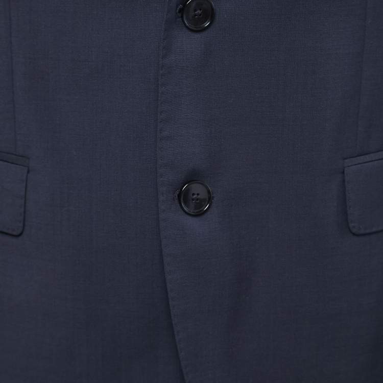 Pre Owned Hugo Boss Navy Blue Wool Single-Breasted Suit XL