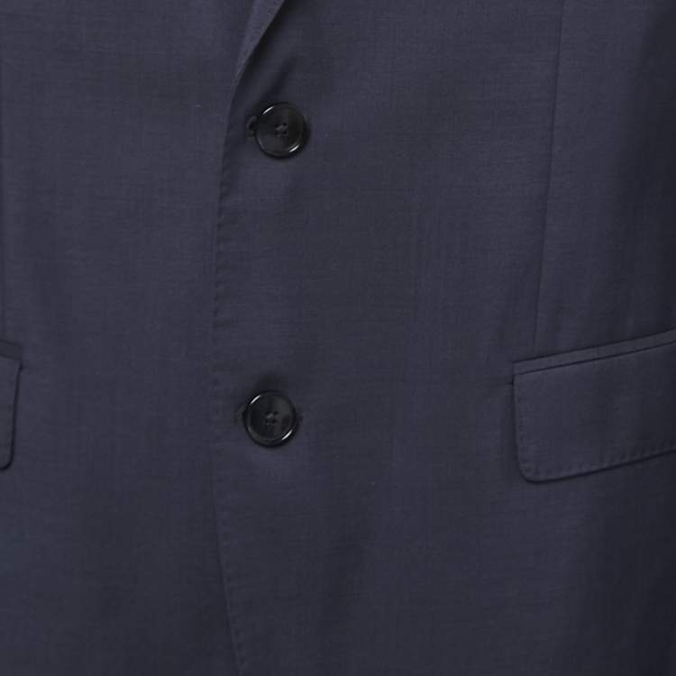 Pre Owned Hugo Boss Navy Blue Wool Single-Breasted Suit XL