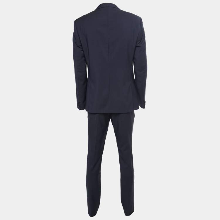 Pre Owned Hugo Boss Navy Blue Wool Single-Breasted Suit XL