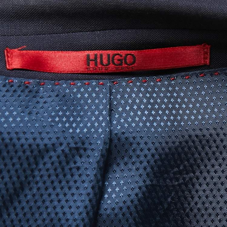 Pre Owned Hugo Boss Navy Blue Wool Single-Breasted Suit XL