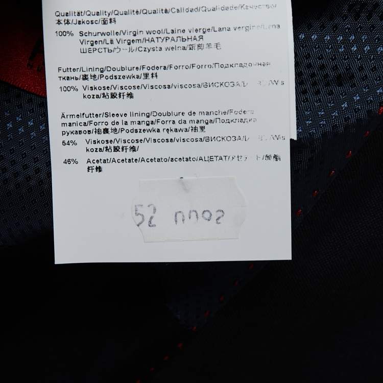 Pre Owned Hugo Boss Navy Blue Wool Single-Breasted Suit XL