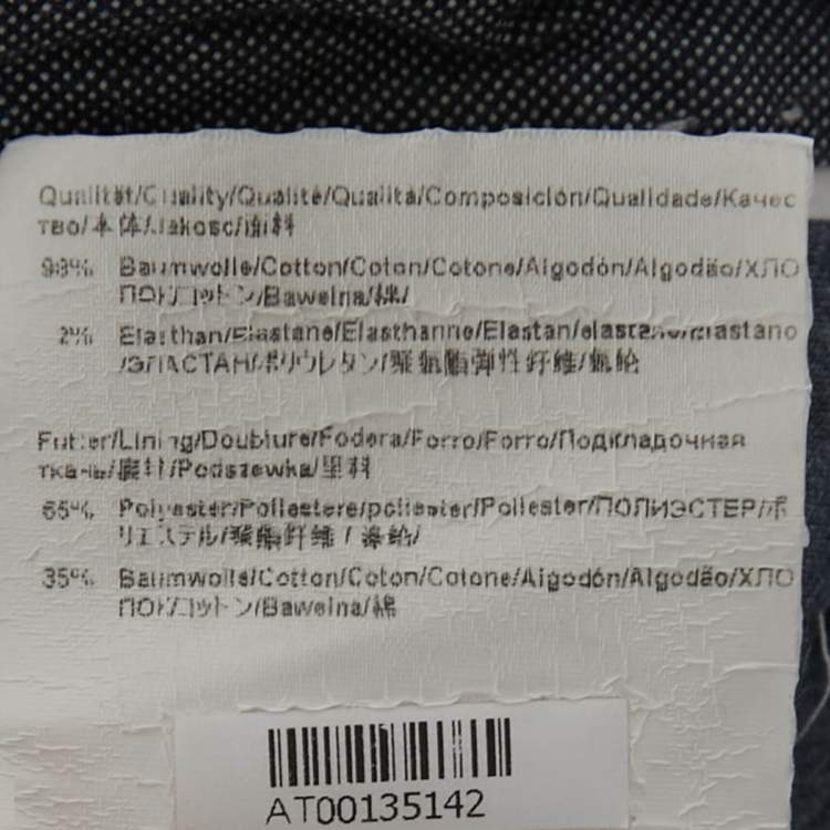 Pre Owned Hugo Boss Slate Blue Cotton Trousers L