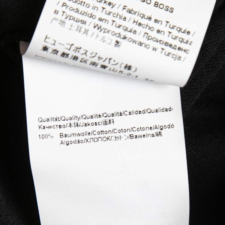 Pre Owned Hugo Boss Black Logo Printed Cotton Crew Neck T-Shirt S