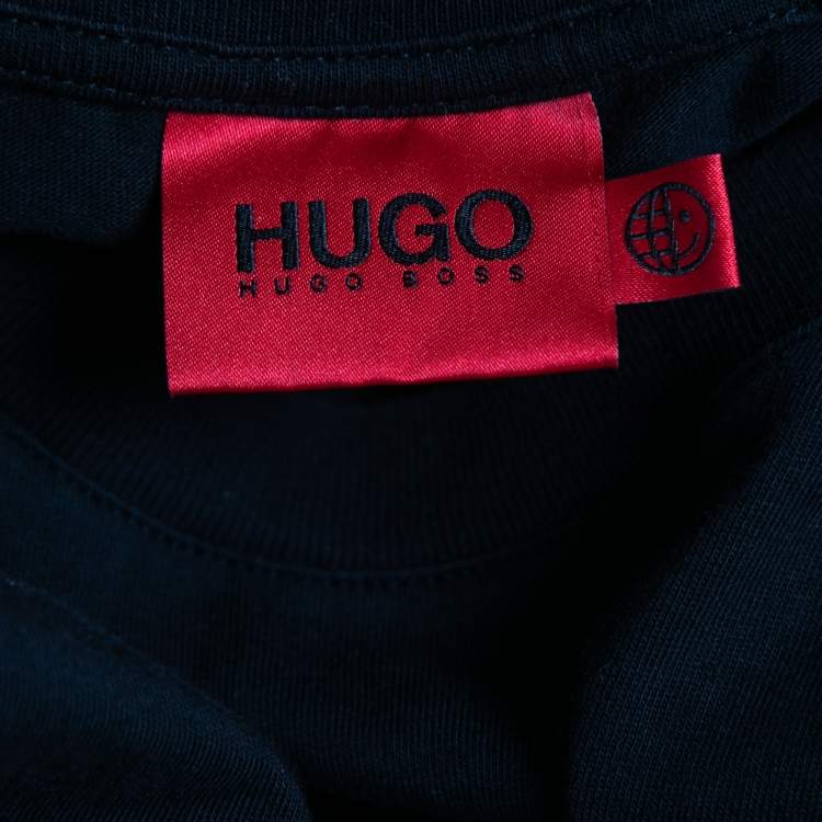 Pre Owned Hugo Boss Black Logo Printed Cotton Crew Neck T-Shirt S