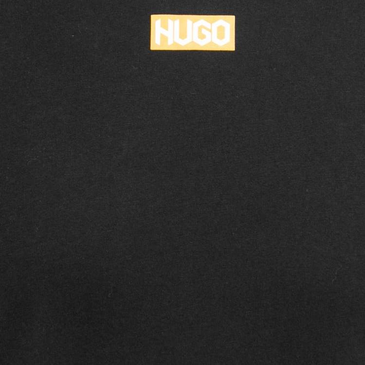 Pre Owned Hugo Boss Black Logo Printed Cotton Crew Neck T-Shirt S