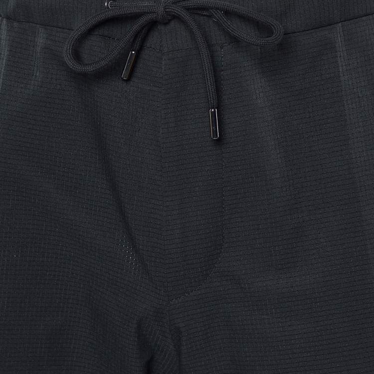 Pre Owned Boss Hugo Boss Black Polyester Drawcord Detail Pants M