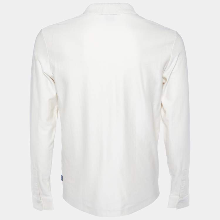 Pre Owned Boss Hugo Boss Beige Patterned Cotton Knit Long Sleeve T-Shirt M