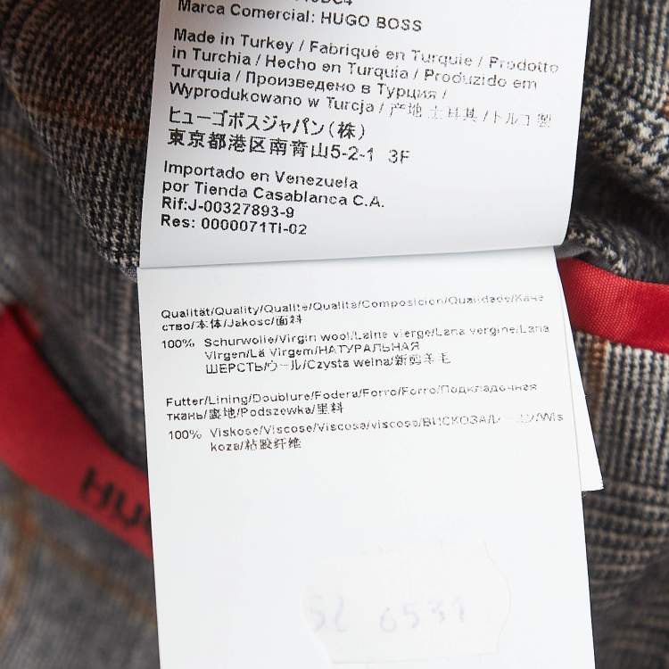 Pre Owned Hugo Boss Grey Glen Check Wool Single Breasted Marzotto Suit XL