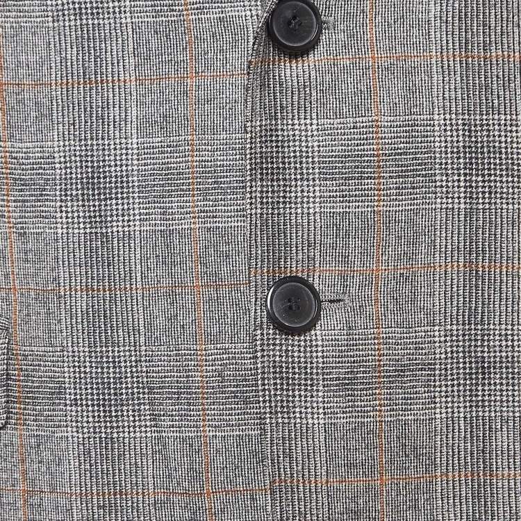 Pre Owned Hugo Boss Grey Glen Check Wool Single Breasted Marzotto Suit XL