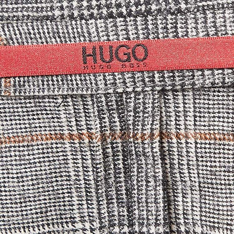 Pre Owned Hugo Boss Grey Glen Check Wool Single Breasted Marzotto Suit XL