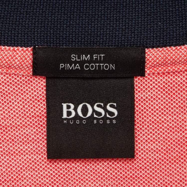 Pre Owned Hugo Boss Pink Pima Cotton Polo T-Shirt L