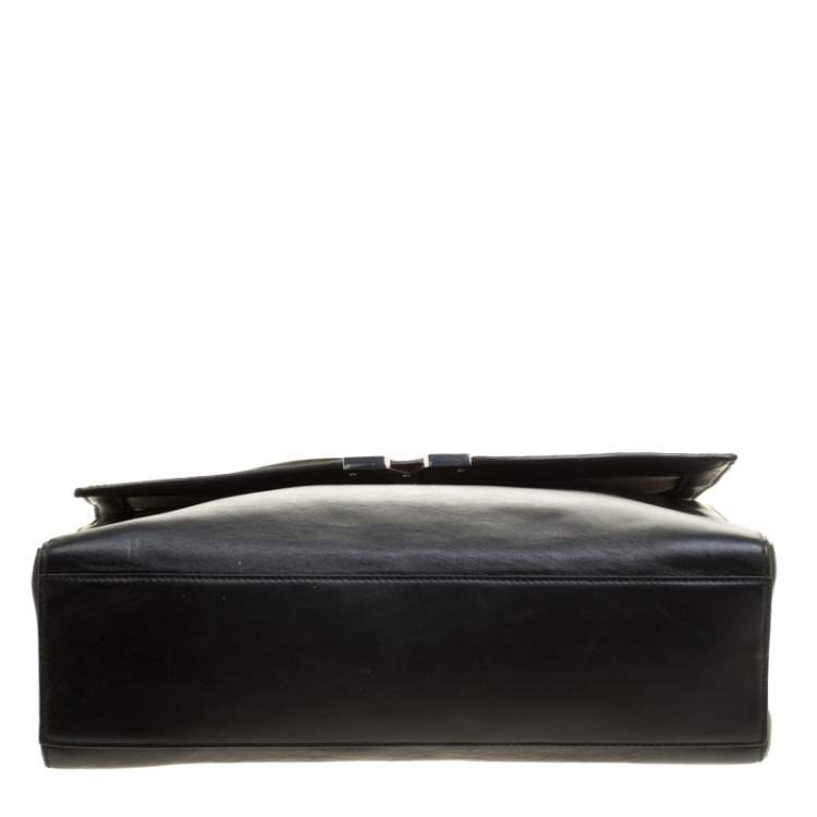 Pre Owned Hugo Boss Black Leather Top Handle Briefcase 