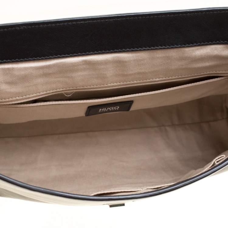 Pre Owned Hugo Boss Black Leather Top Handle Briefcase 