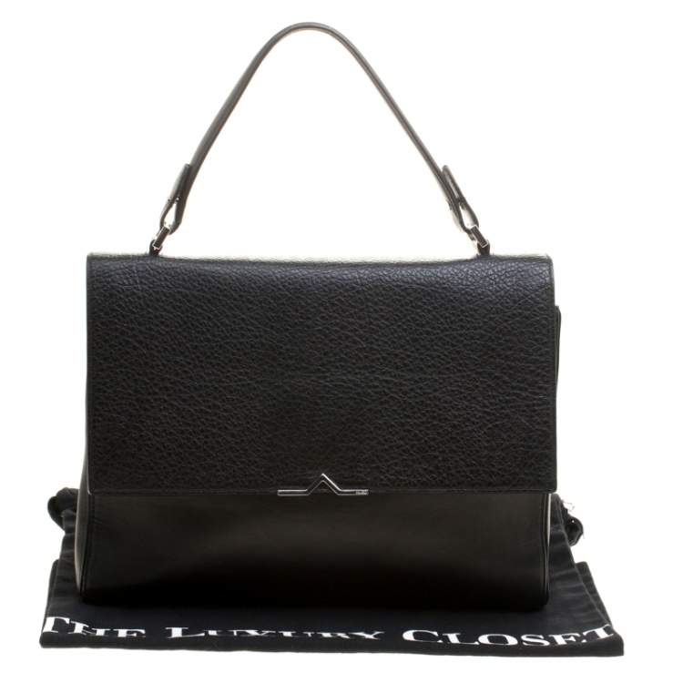 Pre Owned Hugo Boss Black Leather Top Handle Briefcase 