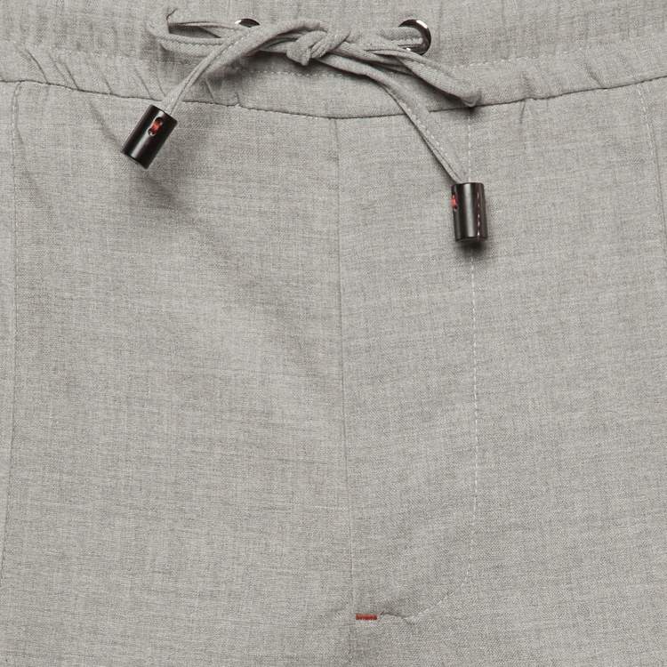 مملوكة مسبقًا بنطلون صوف رمادي إيسايا نابولي برباط مقاس كبير