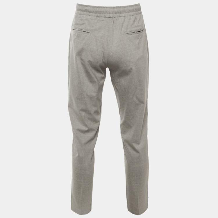 مملوكة مسبقًا بنطلون صوف رمادي إيسايا نابولي برباط مقاس كبير